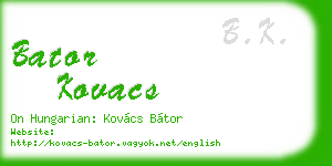 bator kovacs business card